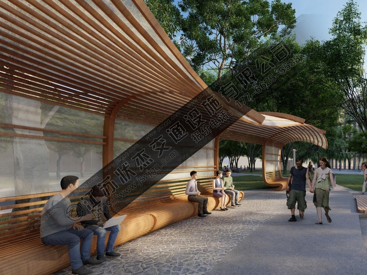 公園曲線(xiàn)廊架大型鋼結構單臂廊架