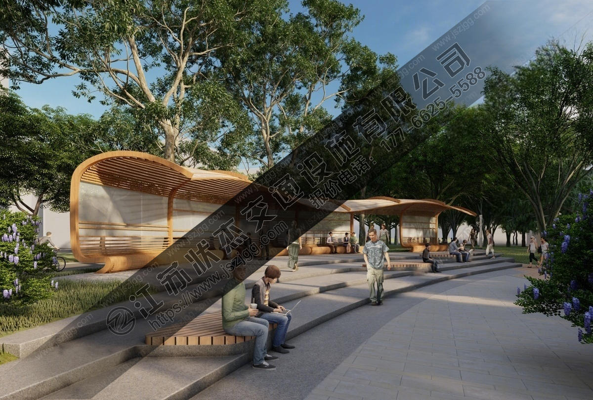 公園曲線(xiàn)廊架大型鋼結構單臂廊架