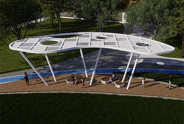 公園鐵藝弧形廊架圖片園林景觀(guān)廊架定制效果圖